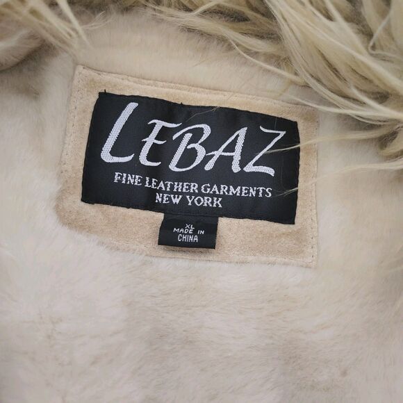 Vintage Y2K Penny Lane Coat Blue Asphalt Suede Leather Jacket Faux Fur Size XL - Picture 9 of 16